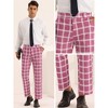 Lars Amadeus Men's Slim Fit Flat Front Zipper Checked Pattern Trousers - 4 of 4