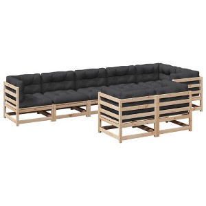 vidaXL Patio Sofa Set with Cushions - Modular Outdoor 8 Piece Lounge, Solid Pine Wood, Cream Cushions - Perfect for Garden, Terrace, Yard - 1 of 4