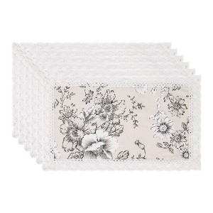 REGALWOVEN Rustic Placemats Set of 6 Placemats for Dining Table Decor Washable Kitchen Table Mat with Lace Trim - 1 of 4