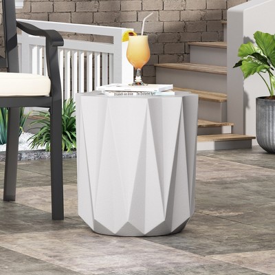Maggift Patio End Tables Accent Side End Table for Outdoor and Indoor, Garden, Backyard Use, Special Design, White, 15.5"*15.5"*17.75"