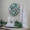 Northlight 3-Finish Shatterproof Ball Christmas Wreath - 13" - Silver and Seafoam Green - Unlit - 2 of 3