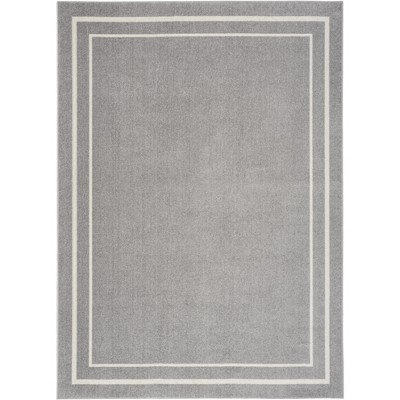 Nourison Essentials Solid Bordered Low Pile Indoor Outdoor Area Rug 6 ...