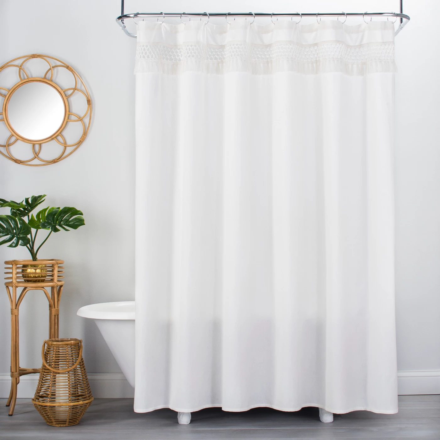 Macramé Shower Curtain Cream - Opalhouse™ - image 2 of 3