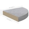 vidaXL Wall Corner Shelf Concrete Gray 9.8"x9.8"x1.4" MDF - 3 of 4