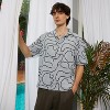 Campus Sutra Men Men's Cloud Grey Abstract-Lined Oversized Shirt - 2 of 4