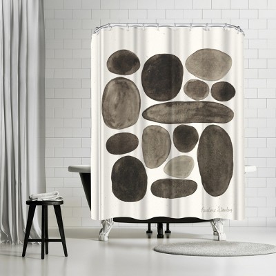 Americanflat Black Pebbles Watercolor by Pauline Stanley Shower Curtain