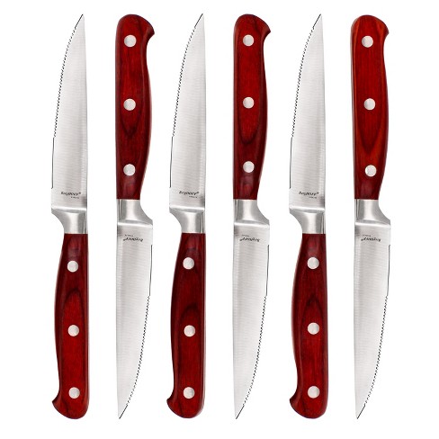 Clearance 6Pcs Steak Knife Set Serrated Stainless Steel Utility with Wooden  Handle for Home Dining Restaurant 