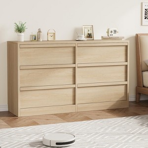 Jojoka Drawer Dresser for Bedroom, Wooden Wide Double Dresser Organizer, Modern Chest of Drawers with Large Storage for Living Room, Entryway - 1 of 4