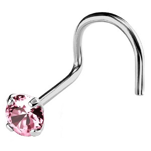 Jewelry Avalanche 22G 14K Gold Nose Screw Nose Stud with Pink Tourmaline Gemstone - 1 of 2
