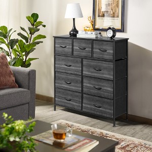 KTMBDW Dresser with 9 Drawers, Chest Clothing Organizer Unit, Large Storage Furniture for Bedroom, Hallway, Living Room, Nursery & Closet, Black - 1 of 4