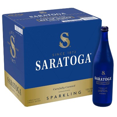 Saratoga Sparkling Natural Spring Water - 28 Fl Oz Glass Bottle (Pack of 12)