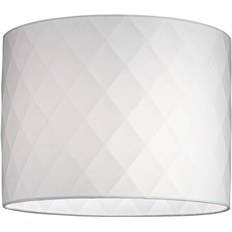 Springcrest Off-White Diamond Medium Drum Lamp Shade 15" Top x 15" Bottom x 11" High (Spider) Replacement with Harp and Finial, 4 of 8