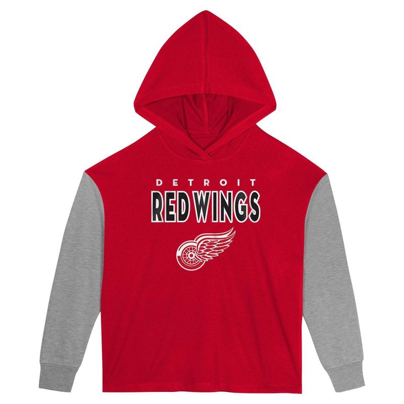 NHL Detroit Red Wings Girls&#39; Poly Fleece Hooded Sweatshirt, 2 of 4