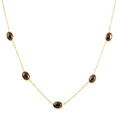 Pompeii3 14k Yellow Gold Garnet Station Necklace By The Yard Design 18"