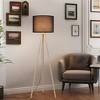 60.5" Scandinavian Tripod Floor Lamp, Solid Wood Base with Linen Drum Shade for Cozy Bedroom, Reading Nook, Living Room & Office Decor - 3 of 4