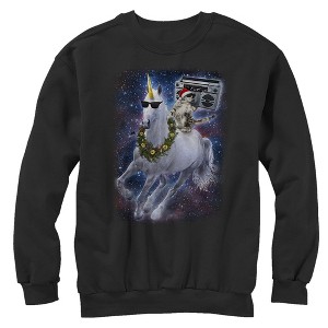 Men's Lost Gods Ugly Christmas Cat Unicorn Space Song Sweatshirt - 1 of 3