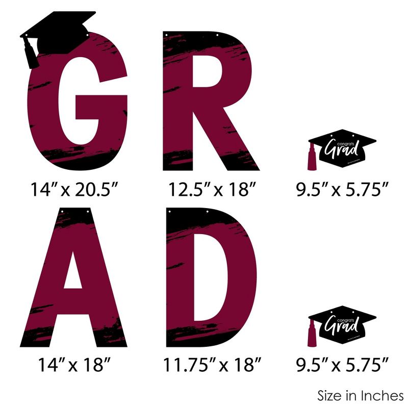 Big Dot of Happiness Maroon Grad - Best is Yet to Come - Large Burgundy Graduation Party Decorations - GRAD - Outdoor Letter Banner, 5 of 8