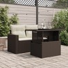 vidaXL Garden Table Brown PE Rattan, Powder-Coated Steel, Tempered Glass - 3 of 4