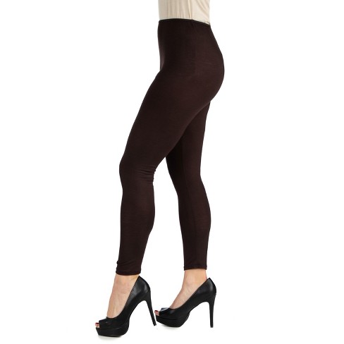 Dark Brown Leggings with Stretch Waistband