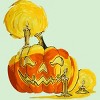 Girl's Design By Humans Halloween Pumpkin with Candle and Evil Smile By wubbadub T-Shirt - 2 of 2