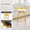 TiramisuBest Set of 2,31" Swivel Bar Stools, Hand-Woven Backrest with Gold Metal Legs, Upholstered Counter Chairs with Footrest for Kitchen(Blue) - 4 of 4