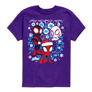 Boys' - Marvel - Spidey And Friends Snow -Youth Short Sleeve Graphic T-Shirt Short Sleeve Graphic T-Shirt - 1 of 3
