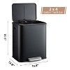 Dual Trash Can for Recycling and Trash, 2x4 Gallon Stainless Steel Kitchen Trash Can with 2 Inner Buckets, Step-on Compartment Garbage Can - 3 of 4
