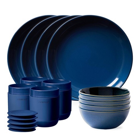 Corelle 16pc Stoneware Dinnerware Set Dark Blue Target