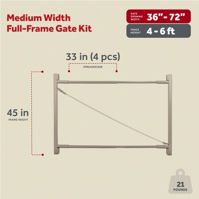 Adjust-A-Gate Steel Frame Anti Sag Gate Building Kit, 36 to 72 Inches Wide Opening Up To 6 Feet High Fence
