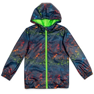 Dinosaur Zip Up Waterproof Hooded Rain Jacket Coat Little Kid to Big Kid