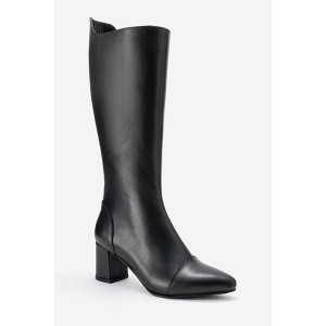 Lumin - Black Genuine Leather Block Heel Knee-High Boot (Women) | Forever & Always Shoes - 1 of 4