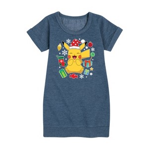- Pokémon - Pika Presents Graphic Short Sleeve Fleece Dress - 1 of 4