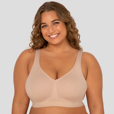  Womens Wireless Plus Size Lace Bra Unlined Full Coverage  Comfort Cotton Taupe Tan 42E