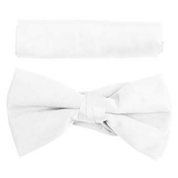 New Men's Solid Pre Tied Bow Tie and Hanky Set
