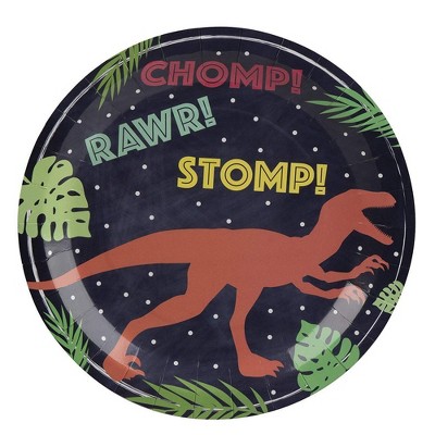 Juvale 80-Pack Dinosaur Disposable Dino Paper Plates 9" with T-Rex Print, Kids Birthday Party Supplies