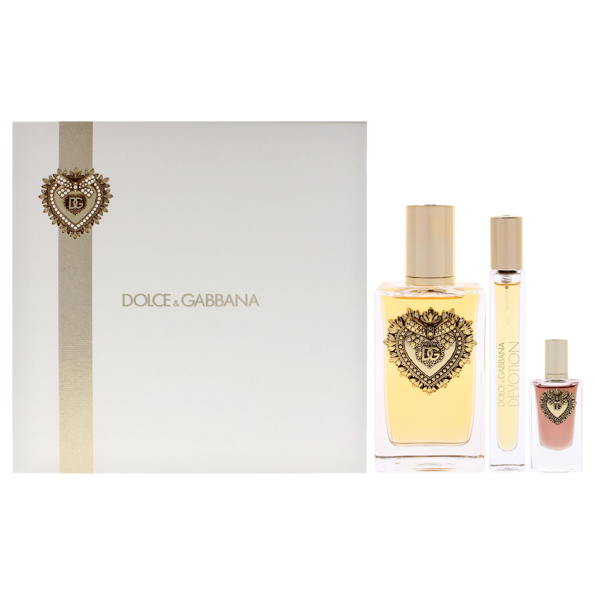 Devotion by Dolce and Gabbana for Women - 3 Pc Gift Set 3.3oz EDP Spray, 0.33oz EDP Spray (Mini), 0.17oz EDP Splash (Mini)