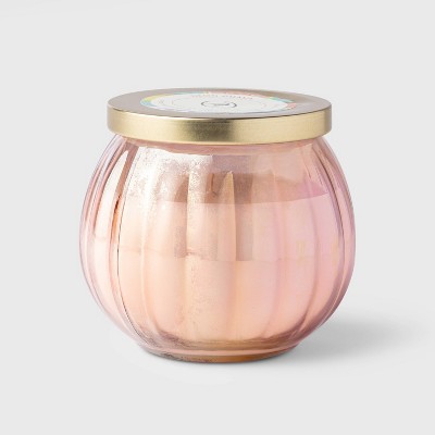 14oz Lidded Melon Depression Glass Jar Neon Guava Candle - Opalhouse™