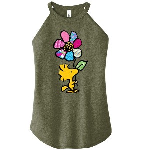 Women's - Peanuts - Woodstock With Flower And Pattern Graphic High Neck Tank - 1 of 4