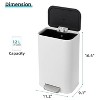 Gallon Bathroom Trash Can with Lid, Stainless Steel Garbage Can with Foot Pedal & Removable Inner Bucket, Rectangular Small Step Waste Bin for Kitchen - 3 of 4