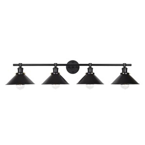 PAKOKULA 4-Light Matte Black Dimmable Vanity Light with Wide Cone Shade. - 1 of 4