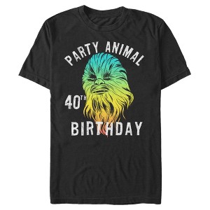 Men's Star Wars Chewie Party Animal 40th Birthday Color Portrait T-Shirt - 1 of 4