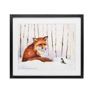 Stupell Industries Meeting of Fox And Sparrow Framed Print Under Glass Art - 1 of 4