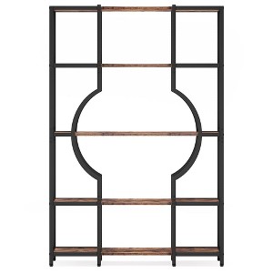 Resenkos Bookshelf, Bookcase Standing Shelf Unts,5-Tier Bookshelf, Industrial Bookcase Shelving Unit for Home Office,Walnut & Black Brown - 1 of 3