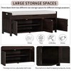 Bench with Storage and Seating,Entryway Shoe Storage Bench for Bedroom,Living Room,Bathroom,43.5" Shoe Storage Bench with Door Cabinet,Brown - 2 of 4