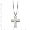 Black Bow Jewelry Men's Titanium Polished & Laser Cut Textured Cross Necklace, 22 Inch - 3 of 4