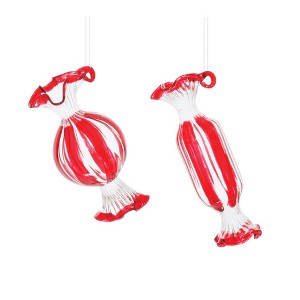 Melrose Glass Peppermint Ornament (Set of 12) - 1 of 4