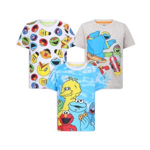 Sesame Street Boys 3 Pack Short Sleeve Crew Neck T-Shirt for Toddlers and Big Kids - 1 of 4
