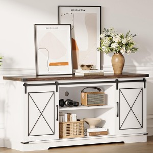Farmhouse TV Stand for TVs up to 65 Inch, Entertainment Center with Sliding Barn Doors, Adjustable Shelves, Storage Cabinet - 1 of 4