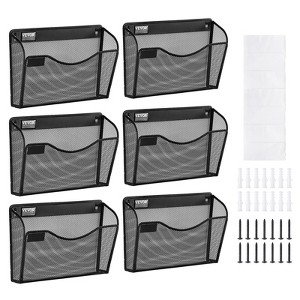 VEVOR File Wall Rack, Six-Piece 1 Pocket Mesh Wall File Holder, Wall Mounted Magazine Mail Paper & Document Storage Folder, Metal Wall File Organizer - 1 of 4