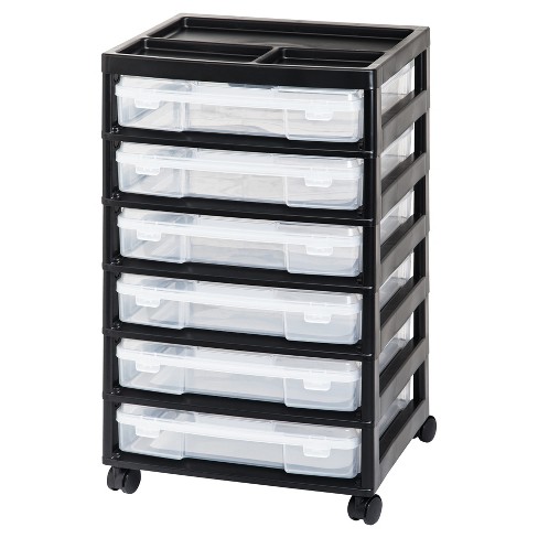 Iris 6 Drawer Scrapbook Storage Cart With Organizer Top Black Target